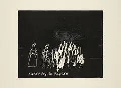 Andrea Büttner, Kandinsky in Bayern, 2007, Holzschnitt auf SAUNDERS England, WATERFORD SERIES (Wasserzeichen/Trockenstempel)