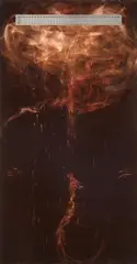 Leda Bourgogne, Fire-Breather, 2018, Bleichmittel auf Samt und Metall auf Holz