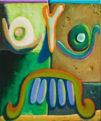 Uwe Henneken, "Funkelperlenaugen", 2005, Öl auf Leinwand