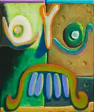 Uwe Henneken, "Funkelperlenaugen", 2005, Öl auf Leinwand