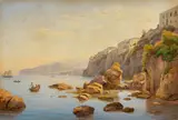 Salomon Corrodi, Blick auf die Bucht von Sorrent mit Booten und Segelschiffen
