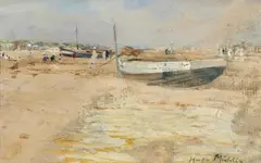 Am Strand von Sylt by Hugo Mühlig, Aquarell und Gouache auf Papier/Karton, sold Nov 2024