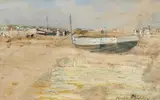 Hugo Mühlig, Am Strand von Sylt, Aquarell und Gouache auf Papier/Karton