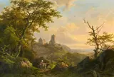 Johann Bernhard Klombeck, Sommerliche Waldlandschaft, 1855, Öl auf Holz