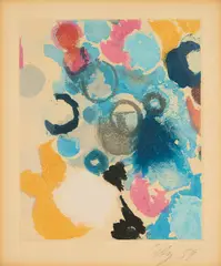 Farbaquatinta 1960 (NOR) by Ernst Wilhelm Nay, 1959, Farbradierung auf Bütten, sold Sep 2024