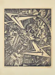 Robert Michel, Blatt 1 (Aus: MEZ), 1919/1920, Farbholzschnitt auf Maschinenbütten