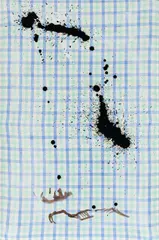 Michael Krebber, Ohne Titel, 1996, Acryl, Öl und Lack auf bedrucktem Stoff