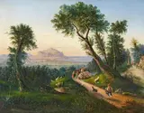 Johann Jakob Frey, Blick auf Palermo mit dem Monte Pellegrino, Öl auf Leinwand