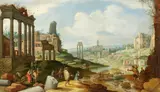 Willem van Nieulandt, Das Forum Romanum mit Hirten und Vieh, Öl auf Kupfer