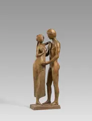 Stehendes Liebespaar by Gerhard Marcks, 1971 (Entwurf), Bronze, rotbraun patiniert, sold Nov 2024