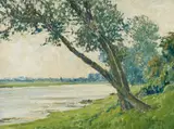 Max Clarenbach, Der Rhein bei Uerdingen, Öl auf Leinwand