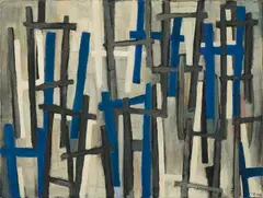 Peter Herkenrath, Blau und Grau, 1955, Öl auf Leinwand