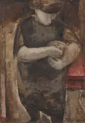 Peter Herkenrath, Frau mit Brot, 1939, Öl auf Leinwand