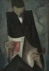 Peter Herkenrath, Der Lesende, 1947, Öl auf Leinwand