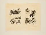 Henry Moore, Eight Sculptural Ideas; Girl Writing, 1973, Farblithografie auf Arches FRANCE (Wasserzeichen)