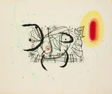Joan Miró, Aus: Fissures, 1969, Farbaquatinta auf BFK RIVES (Wasserzeichen)