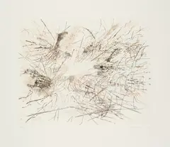 Ohne Titel (Pulse) by Julie Mehretu, 2013, Farblithografie auf Bütten, sold Sep 2024