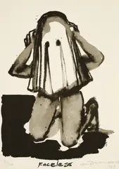 Faceless by Marlene Dumas, 1993, Serigrafie auf leichtem Karton, sold Sep 2024