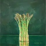 Ulrich Lamsfuß, "Gemüse knackig, frisch und gesund. Neuer Honos Verlag. Spargel", 2011, Öl auf Leinwand