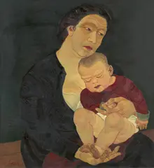 Mutter mit Kind by Josef Scharl, 1934, Öl auf Leinwand, sold Nov 2024