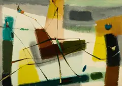Hans Jaenisch, Strandreiter, 1955, Tempera auf Karton
