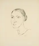 Max Beckmann, Frauenkopf mit Halskette (Frau Parcus), 1921, Lithografie auf Maschinenbütten
