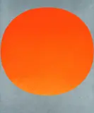 Rupprecht Geiger, Orange-roter Kreis auf silber, 1969, Farbserigrafie auf leichtem Karton