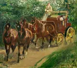 Otto Dill, Braunes Vierergespann mit geschlossener Kutsche