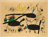 Aus: Homenatge a Joan Prats by Joan Miró, 1971, Farblithografie auf Bütten, sold Jan 2025