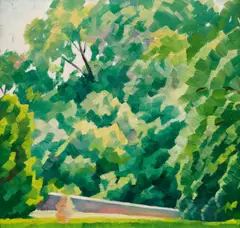 Adolf Erbslöh, Garten in Calenberg, Um 1932, Öl auf Hartfaserplatte