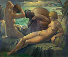 Herbert Rolf Schlegel, "Die Nornen", wohl nach 1932, Öl auf Leinwand