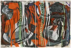 Markus Oehlen, Ohne Titel, 1983, Dispersion und Wachs auf Nessel