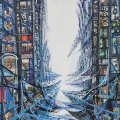 Thitz, New York - Berlin - Paris, 1994, Acryl und Collage auf Leinwand