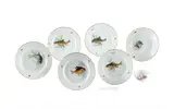Sechs Teller mit Fischdekor by Meissen, Porzellan, farbig staffiert, sold Jan 2025