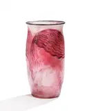 Joseph Gabriel Rousseau, Art Deco-Vase "La Chevelure Haut", Um 1928, Pâte de verre, transluzide Glasmasse mit magentafarbenen und violetten Ein- bzw
