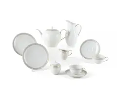Kpm, Kaffeeservice "Urbino" mit Grauem Band und Goldrand, Porzellan, grau und gold dekoriert