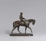 Pierre-Jules Mêne, Jockey auf seinem Pferd, Bronze, mittelbraun patiniert