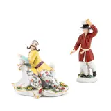Bauer einen Eimer tragend by Meissen, Porzellan, farbig staffiert, sold Jan 2025
