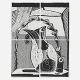 Cone Case by David Hockney, 1989, Xerox copy of facsimile drawing in four parts, sold Jun 2023