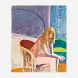 Paul Wonner, Model with Long Hair, watercolor on canvas