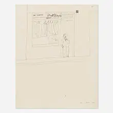 David Hockney, Beirut Dry Cleaning Shop, 1966, ink on paper