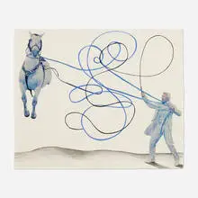 In This Case Art Trumps Nature by Nicole Eisenman, 2002, gouache, graphite and collage on paper, sold Jun 2023