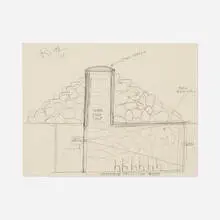Robert Smithson, Underground Projection Room (Utah Museum Plan), 1971, graphite on paper
