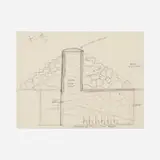 Robert Smithson, Underground Projection Room (Utah Museum Plan), 1971, graphite on paper