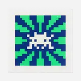 Invader, Sunset (Blue and Green), 2018, screenprint in colors with embossing