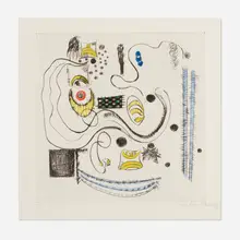 Hilla Rebay, Abstract Composition, etching and aquatint in colors