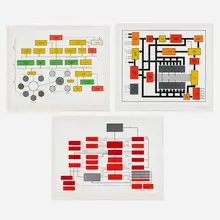 Three works from the Organizational Charts suite by Peter Halley, 1990, screenprint in colors on Mylar, sold Apr 2023