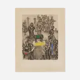 Marc Chagall, The Worship of the Golden Calf, 1956, etching with hand-coloring on Arches