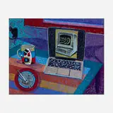 J.J. Manford, Love in the Time of Covid (Computer Love), 2020, oil stick and Flashe on burlap