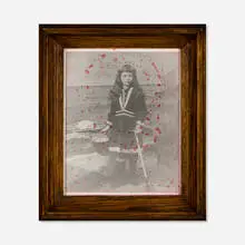 Joseph Cornell, Untitled (Helen Storms Cornell), c. 1966, gelatin silver print with ink and collage mounted to Masonite